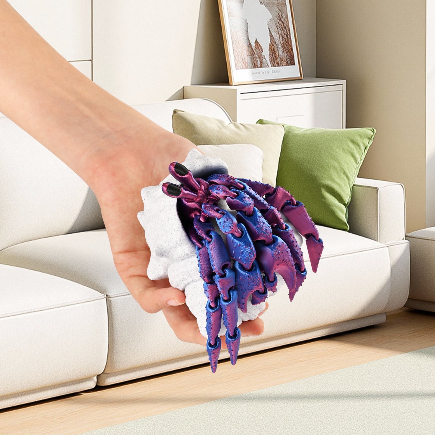 3D Printed Animal Fidget Toy Hermit Crab with Shell (Purple)