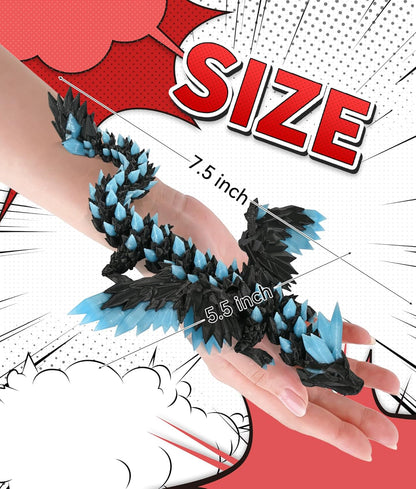 Glow in the Dark 3D Printed Dragon Fidget Toy with Wings (Dark)