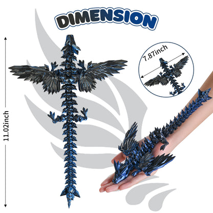 3D Printed Dragon Fidget Toy with Wings (Dark Blue)