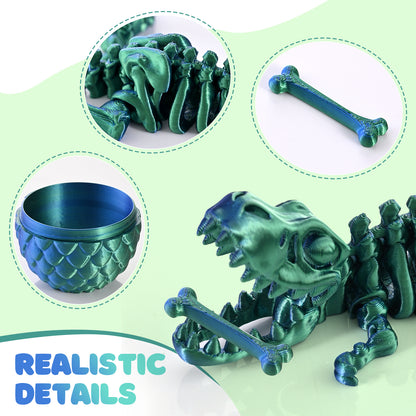 3D Printed Dinosaur Fidget Toy T-Rex with Egg (Laser Green)