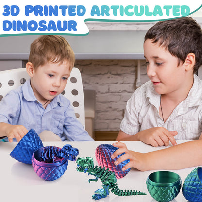 3D Printed Dinosaur Fidget Toy T-Rex with Egg (Laser Green)