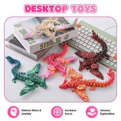 3D Printed Dragon Fidget Toy with Wings (Rainbow)