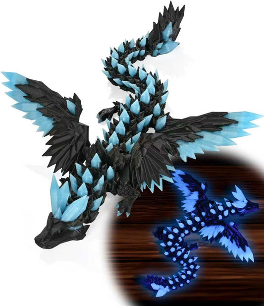 Glow in the Dark 3D Printed Dragon Fidget Toy with Wings (Dark)