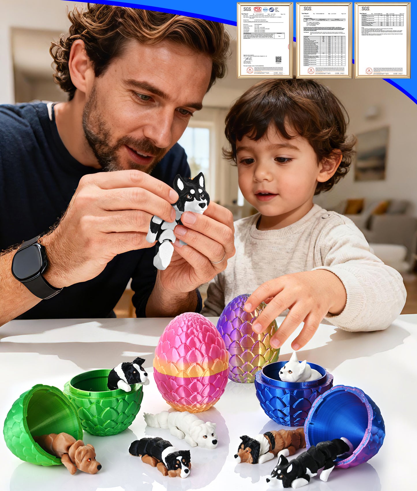 3PCS 3D Printed Dog Toys Mystery Box with Eggs
