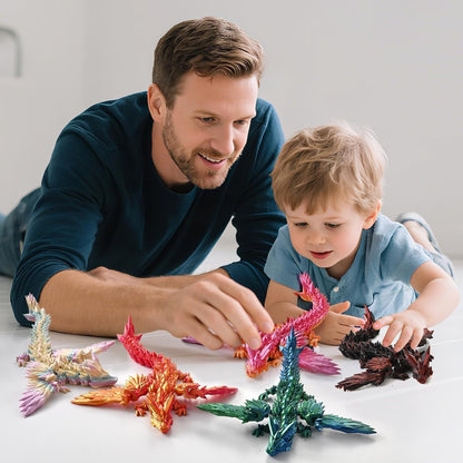 3D Printed Dragon Fidget Toy with Wings (Dark Red)