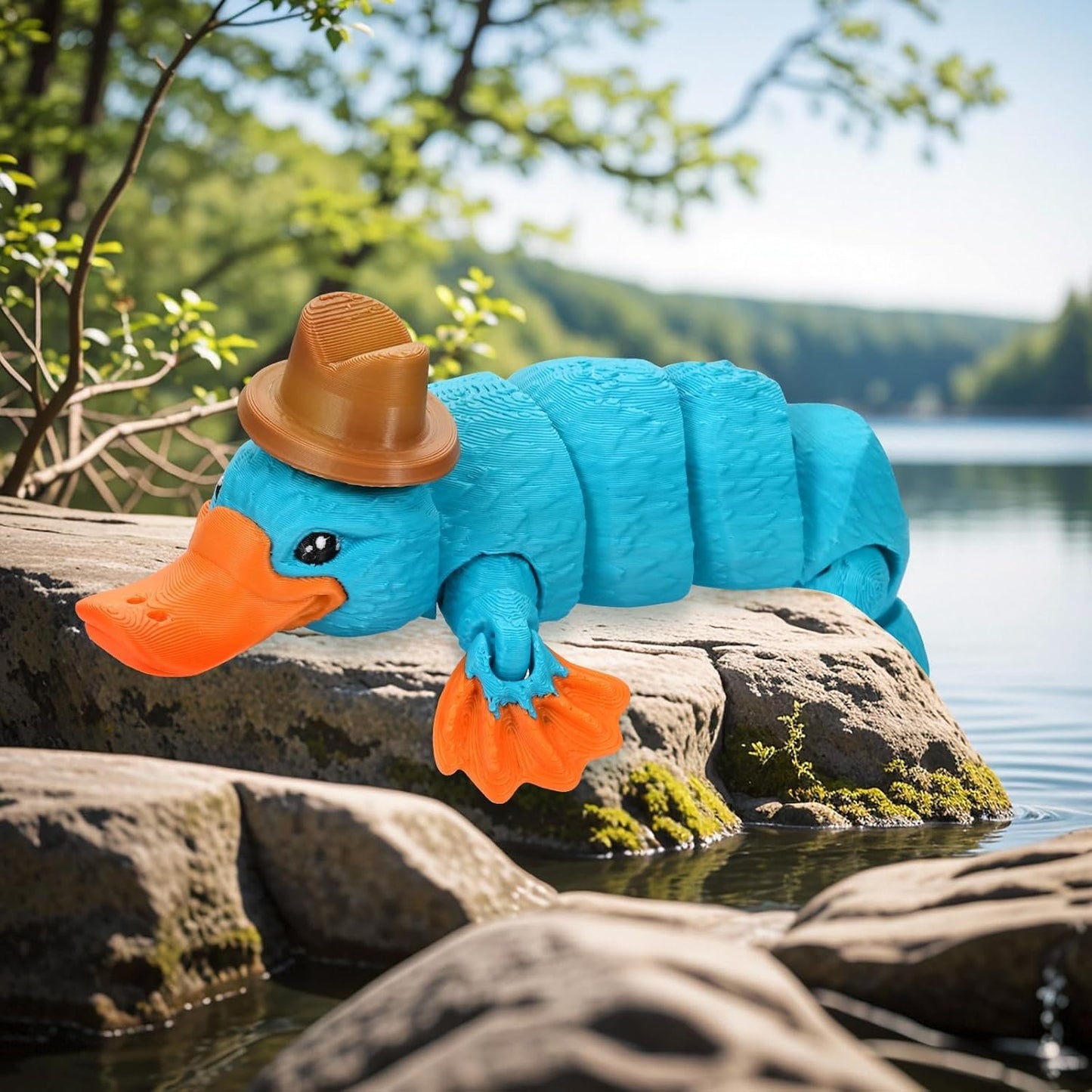 3D Printed Animal Fidget Toy Platypus with Hat