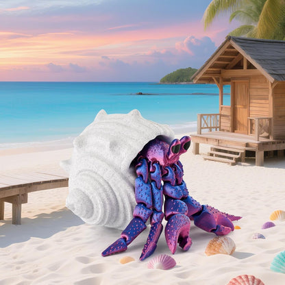3D Printed Animal Fidget Toy Hermit Crab with Shell (Purple)