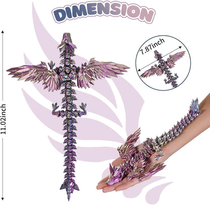 3D Printed Dragon Fidget Toy with Wings (Dreamy Purple)