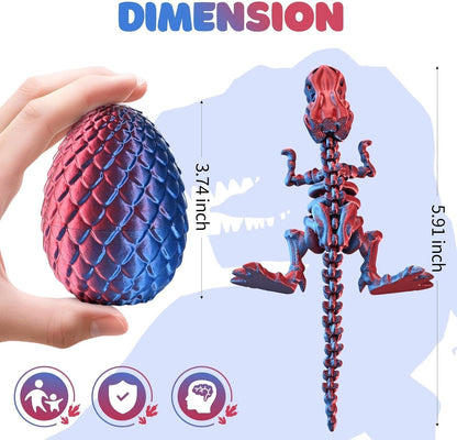 3D Printed Dinosaur Fidget Toy T-Rex with Egg (Laser Red)