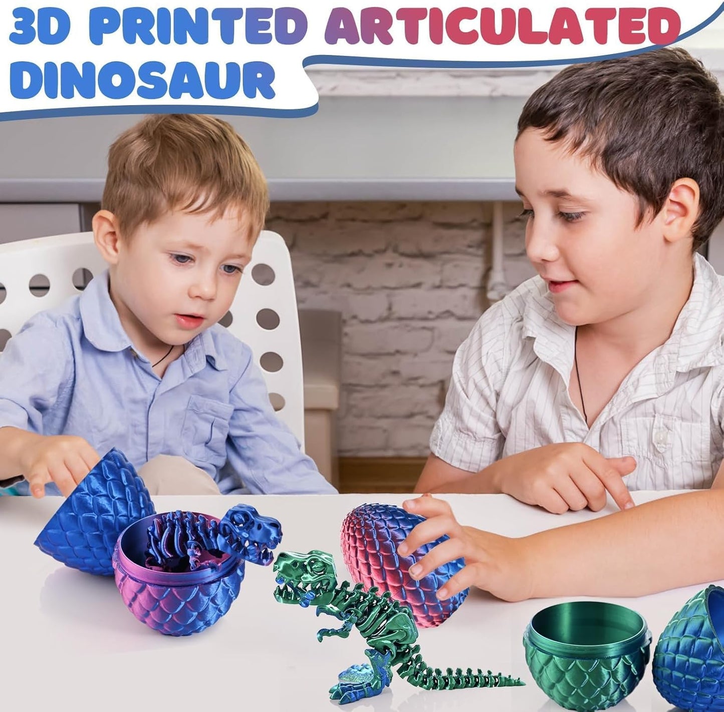3D Printed Dinosaur Fidget Toy T-Rex with Egg (Laser Red)