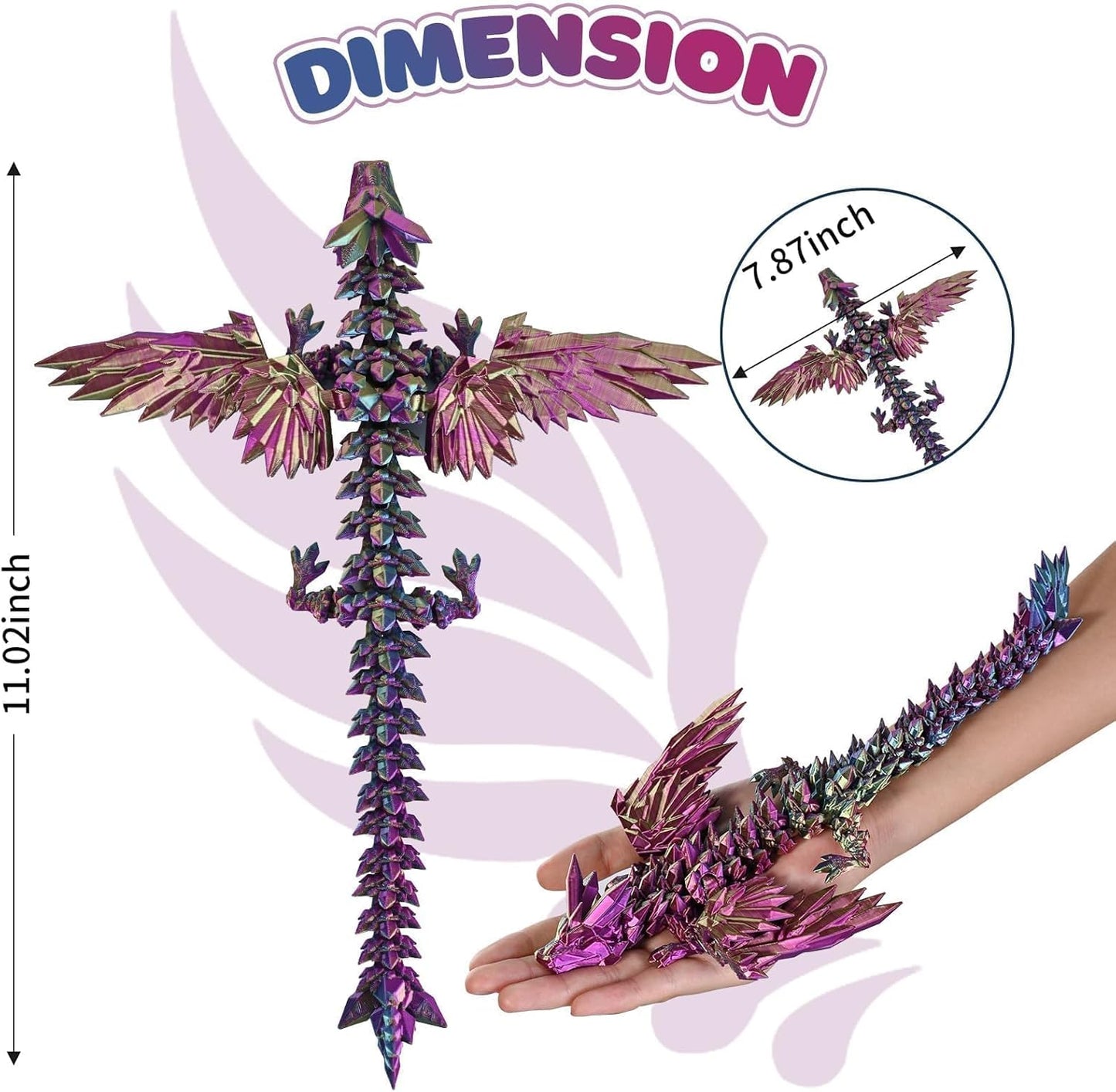 3D Printed Dragon Fidget Toy with Wings (Dreamy Blue)