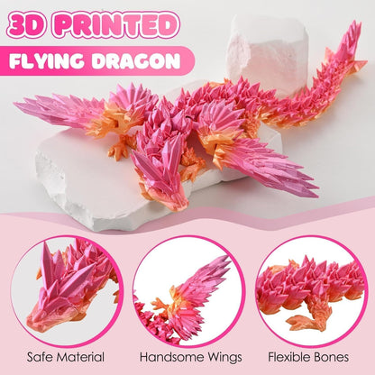 3D Printed Dragon Fidget Toy with Wings (Rainbow)