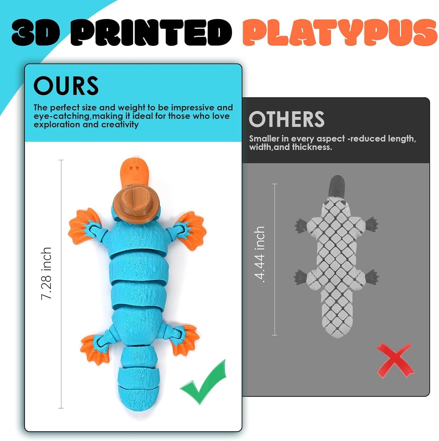 3D Printed Animal Fidget Toy Platypus with Hat