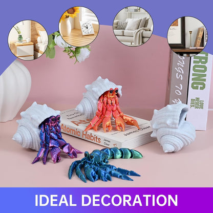 3D Printed Animal Fidget Toy Hermit Crab with Shell (Purple)