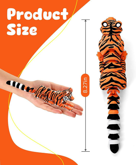 Yellow tiger articulated 3D printed toy detail