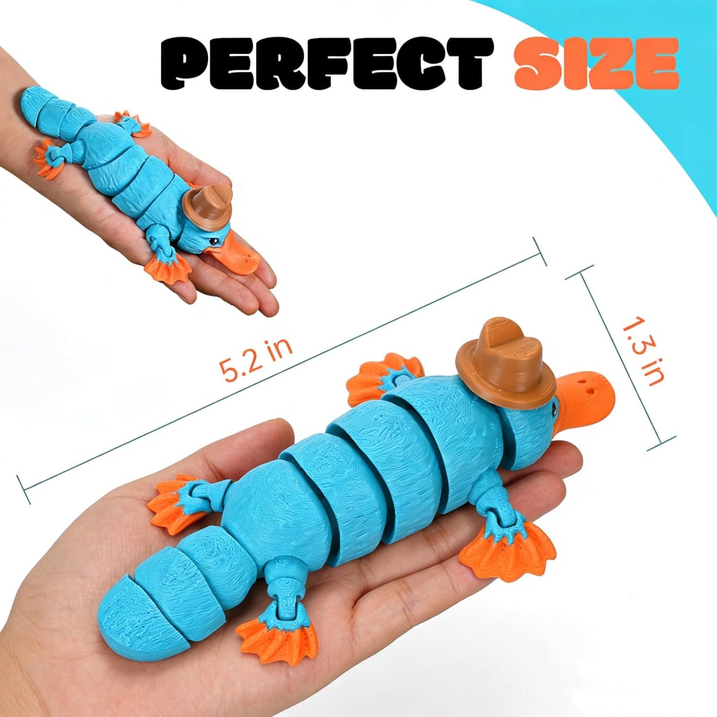 3D Printed Animal Fidget Toy Platypus with Hat