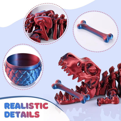 3D Printed Dinosaur Fidget Toy T-Rex with Egg (Laser Red)