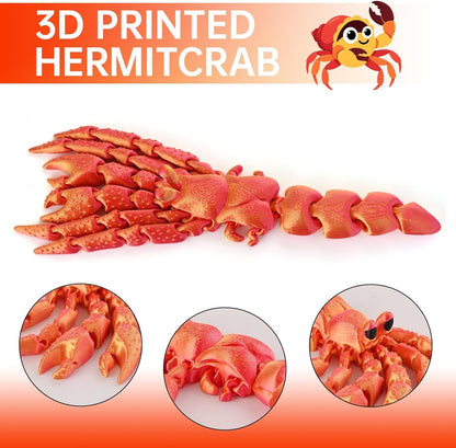 3D Printed Animal Fidget Toy Hermit Crab with Shell (Red)