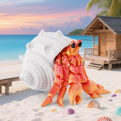 3D Printed Animal Fidget Toy Hermit Crab with Shell (Red)