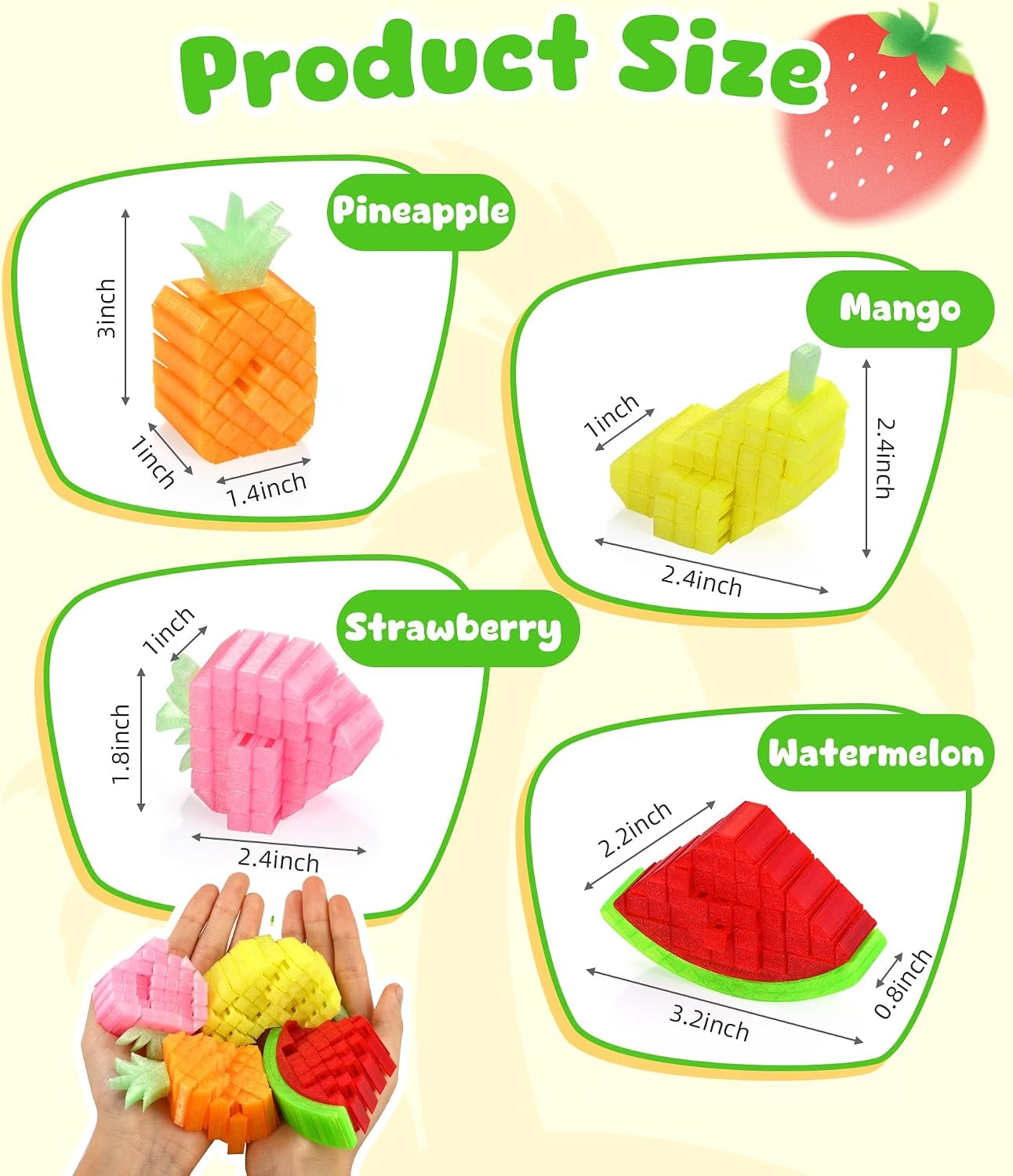 4 Pack 3D Printed Fruit Fidget Toys product image 3