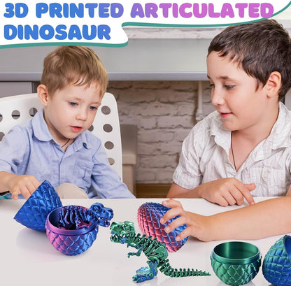 3D Printed Dinosaur Fidget Toy T-Rex with Egg (Laser Purple)