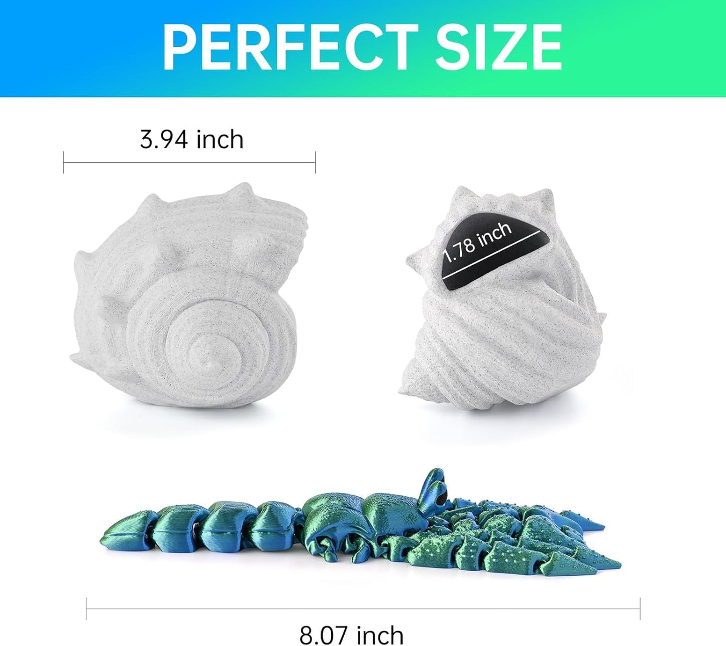 3D Printed Animal Fidget Toy Hermit Crab with Shell (Green)