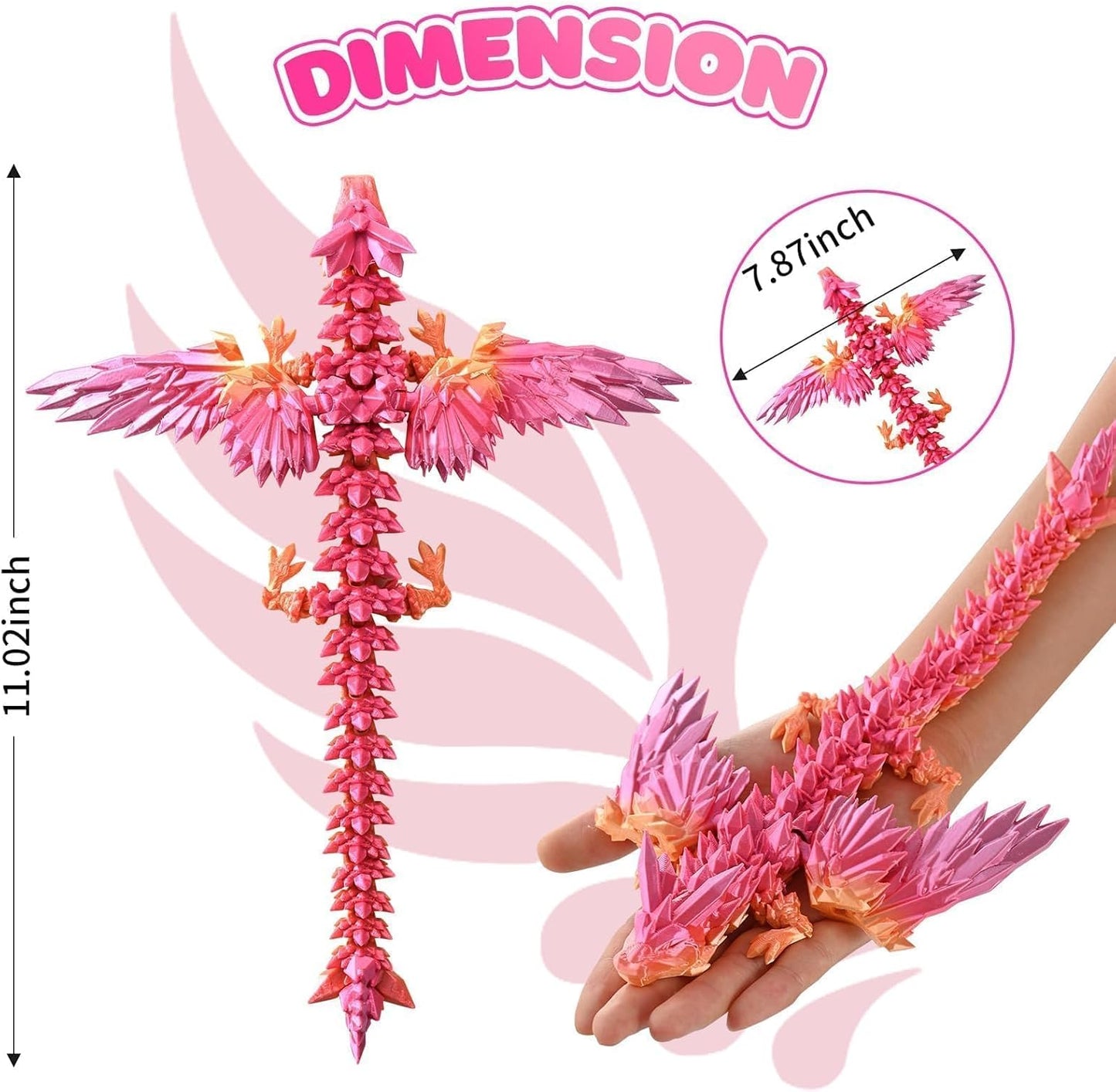 3D Printed Dragon Fidget Toy with Wings (Rainbow)