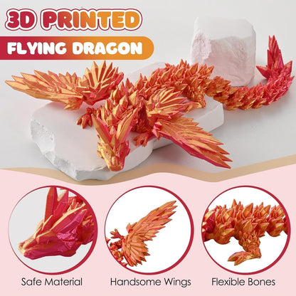 3D Printed Dragon Fidget Toy with Wings (Golden Red)