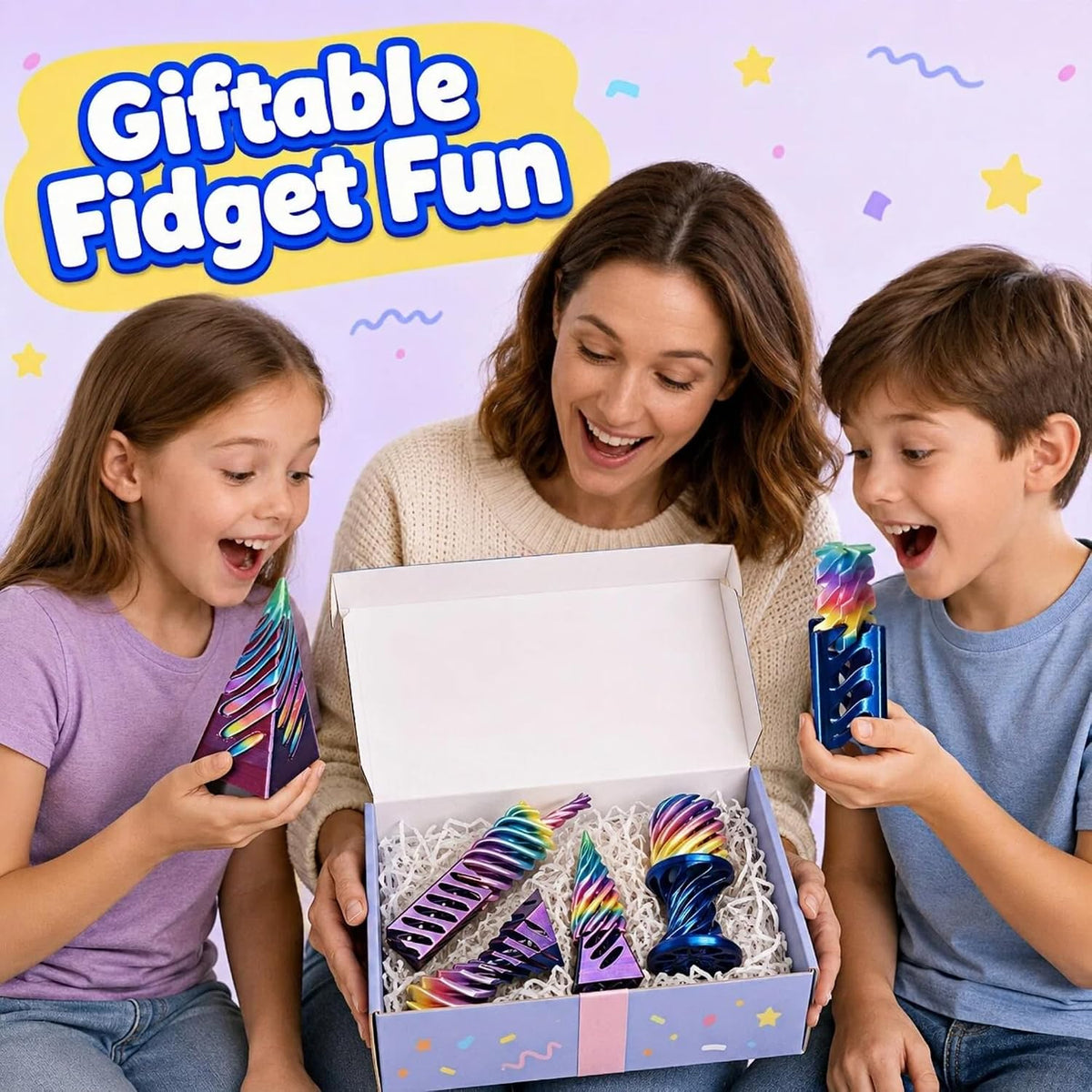 Six-piece geometric fidget toy gift set