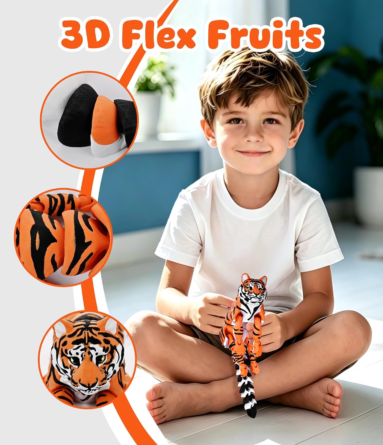 Yellow tiger 3D printed animal toy product image