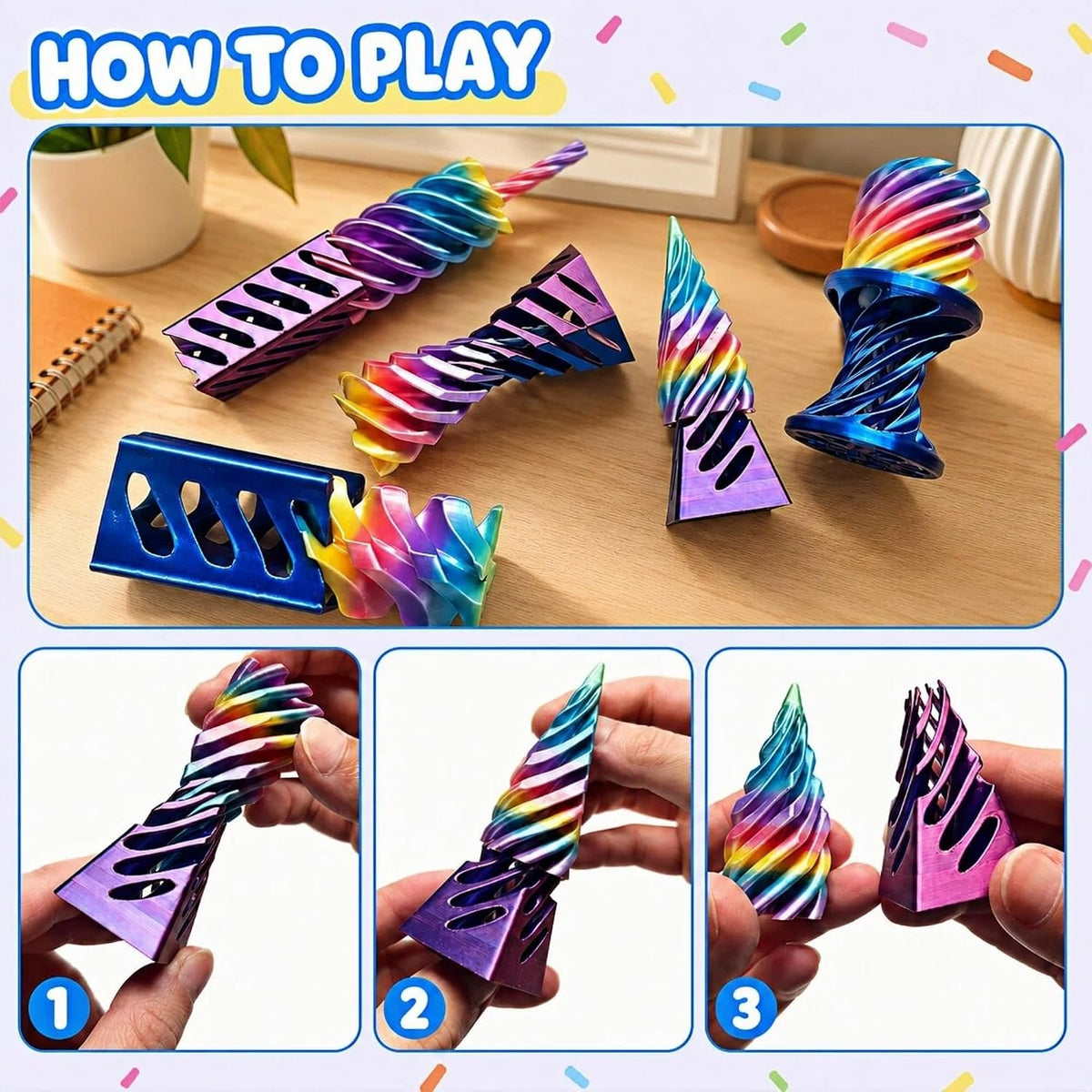 How to twist and separate 3D printed impossible cone fidget toys