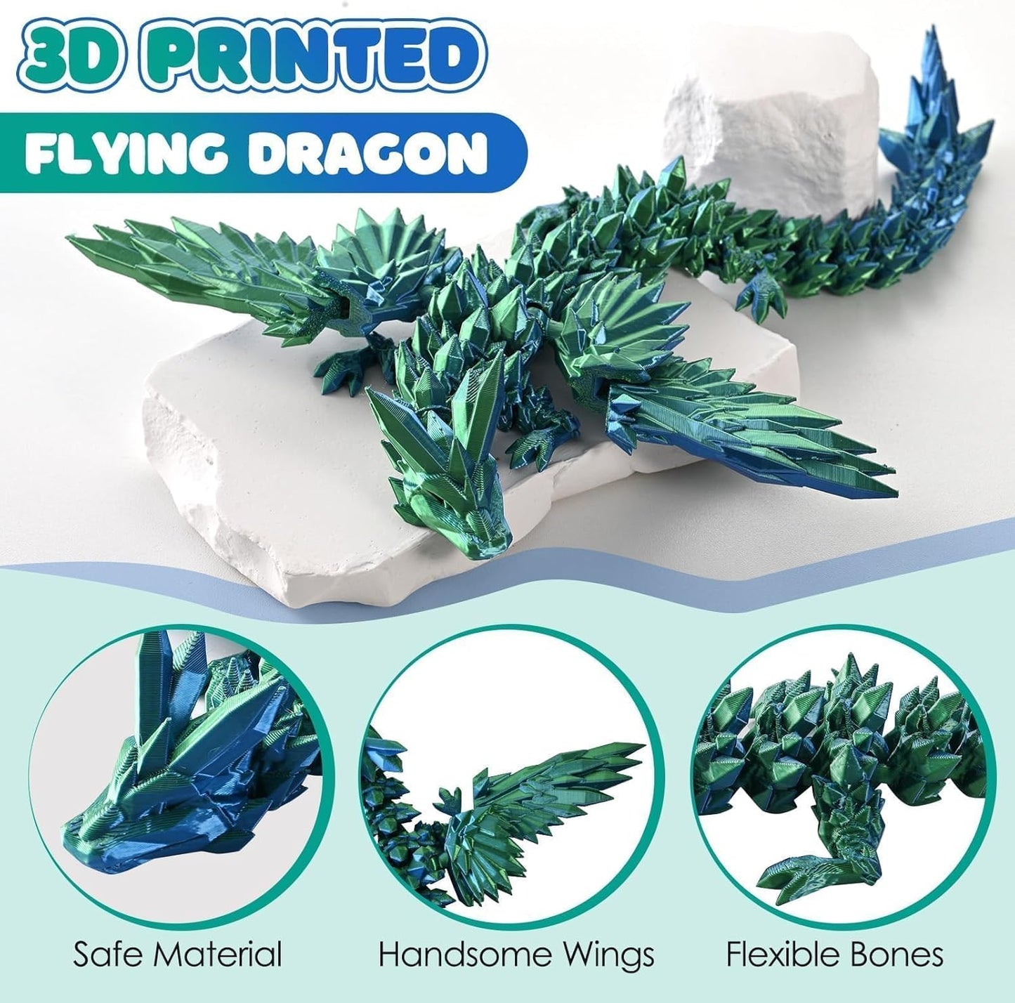3D Printed Dragon Fidget Toy with Wings (Laser Red)