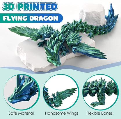 3D Printed Dragon Fidget Toy with Wings (Laser Red)