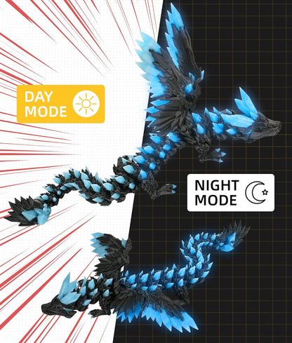 Glow in the Dark 3D Printed Dragon Fidget Toy with Wings (Dark)