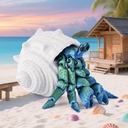 3D Printed Animal Fidget Toy Hermit Crab with Shell (Green)
