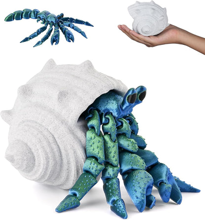 3D Printed Animal Fidget Toy Hermit Crab with Shell (Green)