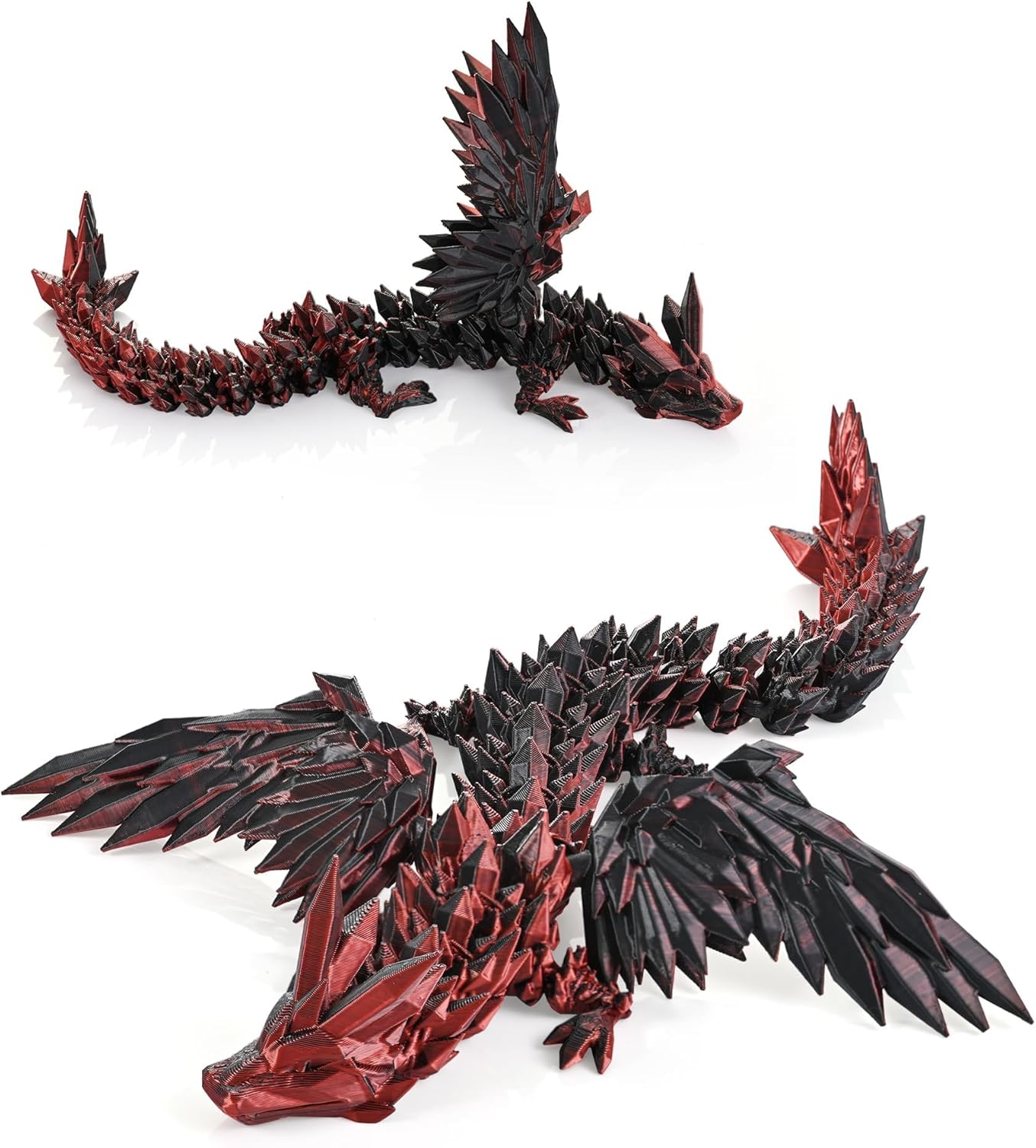 3D Printed Dragon Fidget Toy with Wings (Dark Red)