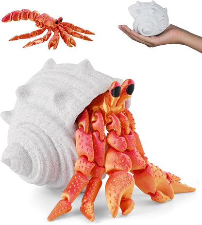 3D Printed Animal Fidget Toy Hermit Crab with Shell (Red)