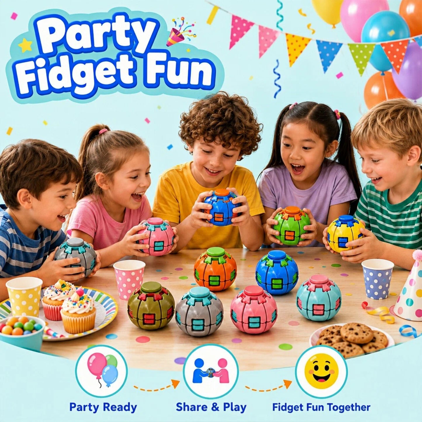 HelixCore fidget spinner ball party fidget play scene